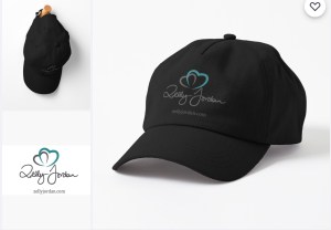 A black baseball cap featuring a logo that includes stylized hearts and the name 'Zelly Jordan'.