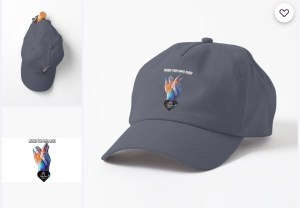 Gray baseball cap featuring a colorful hand graphic with the text 'Create Your Own Reality.'