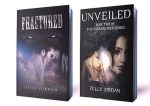 Two book covers displayed side by side, titled 'Fractured' and 'Unveiled'.